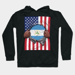 Nicaragua Flag American Flag Ripped - Gift for Nicaraguan From Nicaragua Hoodie